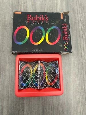 Vintage 1986 Rubik's Magic Puzzle Link The Rings Matchbox Brainteaser In Box EUC - Image 1 of 4