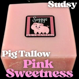 Bar Soap, Lard, Pink Sweetness, Sudsy, Handcrafted, All Natural, 5-6 oz - Picture 1 of 12