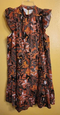 Vestido Corey Lynn Calter Estampado Selva Sin Mangas Mini Algodón Orgánico Mediano Nuevo sin Etiquetas Foto 1 de 4