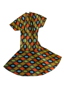 Vtg Barbie Doll Dress Mod 1960s 1970s Geometric Print Fashion Clothes - Imagen 1 de 5