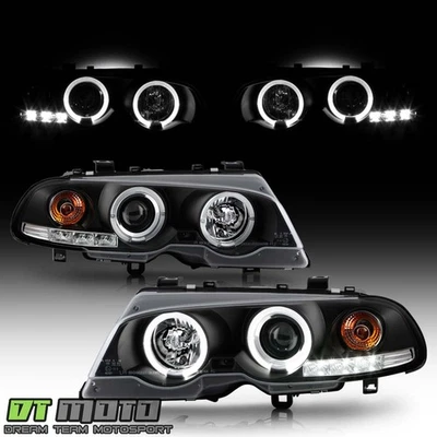Faros LED proyectores halo negros 00-03 Bmw E46 serie 3 2 puertas con esquina incorporada Foto 1 de 4