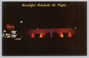 Postcard Night Scene Greetings from Beautiful Rehoboth Beach Delaware - Picture 1 of 2