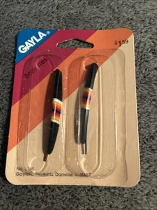 1970er Gayla 2,5" schwarz & gelb orange Streifen Haarspangen neu NOS versiegelt - Bild 1 von 3