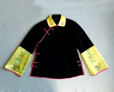 Mujer De Colección Bordado Chino Traje Abrigo Chaqueta Camisa Top Cierre Lateral B38 Grande Foto 1 de 4