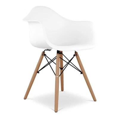 Sillón Pemberly Row contemporáneo de plástico y madera de haya de 17,5" en blanco Foto 1 de 4