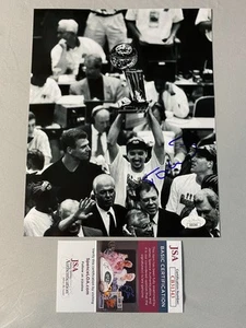 CHICAGO BULLS- TONI KUKOC AUTOGRAPH 8x10 PHOTO CHAMPIONSHIP TROPHY JSA CB31343 - Picture 1 of 1