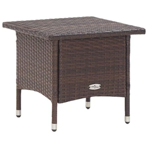 Tea Table Brown 50x50x47 cm PE Rattan with Powder-Coated Steel Frame Outdoor Set - Picture 1 of 10