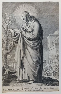 S. Bartholomaeus Kupferstich Bolswert Bartholomäus Apostel Jünger Heiliger 1620 - Bild 1 von 4