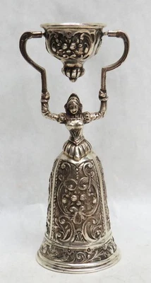 HERMOSA TAZA DE BODA NUPCIAL PLATEADA 4 1/4" Foto 1 de 4