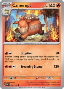 4x Playset Camerupt Uncommon SV03: Obsidian Flames 032/197 NM FREE SHIP - Bild 1 von 1