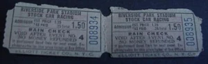 RIVERSIDE PARK SPEEDWAY STOCK CAR RACING Agawam MA Ticket Stub 1940's-50's - Picture 1 of 10