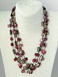 Marks and Spencer pink beaded abalone layered necklace (MO3) - Picture 1 of 17