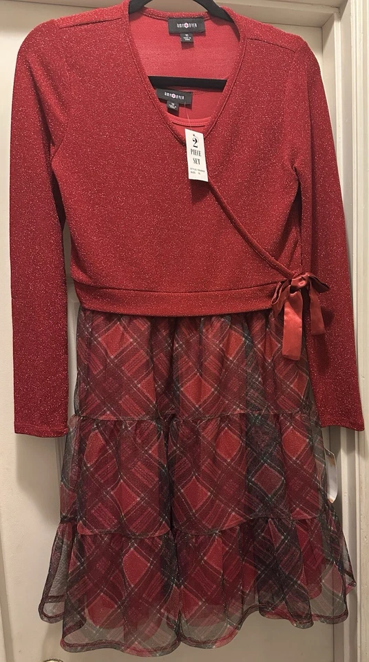 Nuevo Vestido de Vacaciones 2 Piezas Rojo Brillante Elegante Niñas Talla 16 Foto 1 de 2