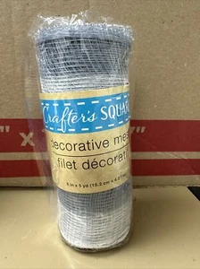 Crafter’s Square Decorative Mesh 6 in wide x 5 yd GRAY AND WHITE STRIPED - Picture 1 of 2