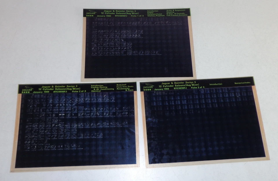 Microfiche Catalogo Ricambi Jaguar & Daimler Serie 3, 12 Cilindro A Saloons Di - Immagine 1 di 1