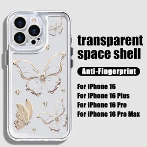 Butterfly Clear TPU Phone Case For iPhone 16 15 14 Pro Max 16E 13 12 11 Cover - Picture 1 of 14