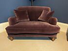 Purple velvet sofa.com love seat snuggle chair , with cushions, v.good condition