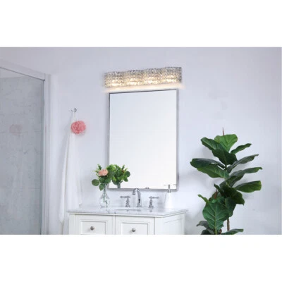 Crystal Wall Sconce Light Fixture Chrome Living Room Bedroom Bathroom Vanity 26" - Image 1 of 4