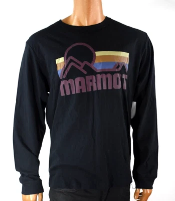 Camiseta Marmot Para Hombre Nueva XL Cuello Redondo Negra Gráfica Camiseta Logo Manga Larga Foto 1 de 4