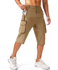 Men's Capri Pants Quick Dry 3/4 Shorts with 6 Pockets Athletic Hiking Wear - Picture 1 of 7