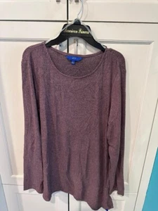 Top moda donna nuovo Apt 9 taglia Lg malva scuro manica lunga elasticizzato valore 36€ - Foto 1 di 3
