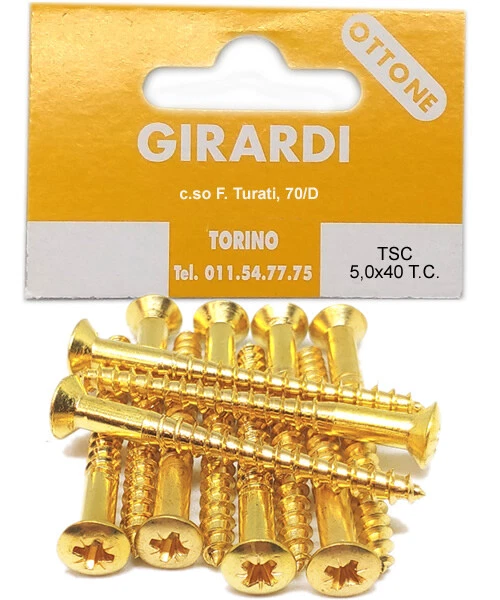 VITE A LEGNO IN OTTONE TESTA SVASATA C/CALOTTA mm5,0x50 TAGLIO CROCE - DIN 7995 - Immagine 1 di 1