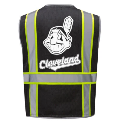 🦺⚾Cleveland Safety Vest PPE w/reflective strip Black Vest Size M-4XL Retro Logo - Image 1 of 3