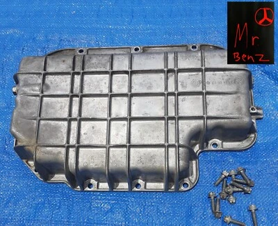 MERCEDES BENZ 98-06 W210 SL500 E430 ENGINE LOWER OIL PAN W/BOLTS OEM A1120140603 - Image 1 of 4