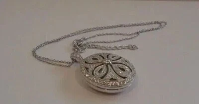 Colgante Art Deco Corte Redondo Diamante Creado en Laboratorio en Plata Chapada en Oro Blanco 14K Foto 1 de 4