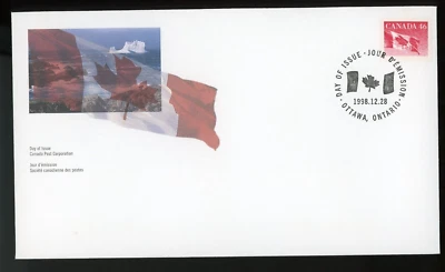 CUBIERTA PRIMER DÍA CANADÁ 1998, 46 CÉNTIMOS BOBINA BANDERA DEFINITIVA!! M45-1 Foto 1 de 2