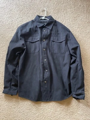 Alfani Men's Suede Like Button Up Shirt - Black, Medium - Image 1 of 2