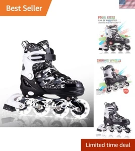 Unisex Kids Adjustable Inline Skates with Flashing Wheels - Perfect Gift Choice - Picture 1 of 9