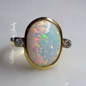 Natural Opal Ring Art Deco Ring October Birthstone Ring AAA+ Quality Ethiopian - Picture 1 of 3