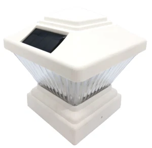 1 Piece White Color Square Solar Light Post Cap 4x4 PVC Fence Style - Picture 1 of 7