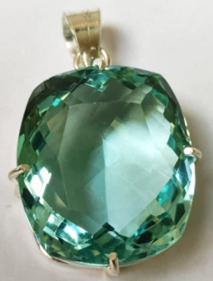 Colgante grande de plata 925 con corte cojín de aguamarina 96,25 quilates AAA+ regalo para mujer/ella Foto 1 de 4