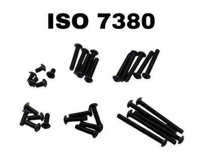 Linsenkopfschraube Innensechskant ISO7380 M2 M2,5 M3 M4 M5 Stahl 10.9 schwarz - Bild 1 von 4