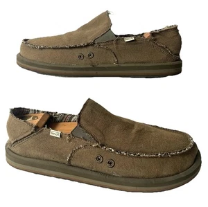 Sanuk VAGABOND SOFT TOP HEMP Slip On Loafers Shoes Mens 14 1117753 EARTH Olive - Picture 1 of 12