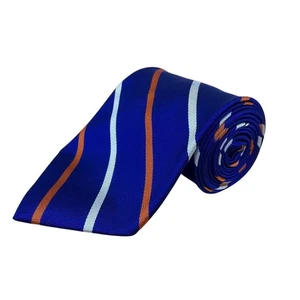 Vintage Brooks Brothers Blue Striped Silk Tie Made In USA  Wide Bold Colors - Picture 1 of 7