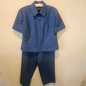 Sag Harbor Vintage blauer kurzärmeliger Damenhosenanzug Größe 16 - Bild 1 von 7