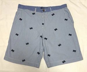 Tommy Hilfiger Herren Gr. 36 Seersucker Shorts blau weiß bestickt Krabben Baumwolle - Bild 1 von 4
