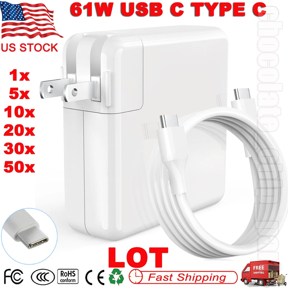 LOTE A1718 61W Adaptador Tipo USB-C Para Apple MacBook Pro 13 15 16 2018-2020 Air 13 Foto 1 de 4