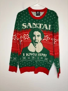 Buddy the ELF Ugly Christmas Sweater Holiday Santa rot grün Party Schneeflocke - Bild 1 von 5