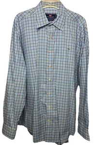 Vineyard Vines Whale Shirt Men’s XL Blue Plaid Long Sleeve Slim Fit Cotton - Picture 1 of 5