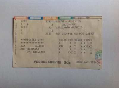 Biglietto/Ticket FINALE RITORNO COPPA ITALIA 1989/90 MILAN/JUVENTUS 25/04/1990 - Immagine 1 di 2