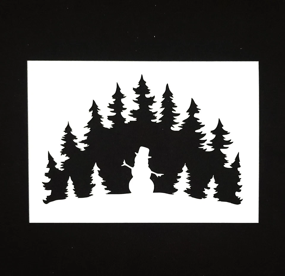Snowman in Snowy Woods Reusable Stencil - Image 1 of 1