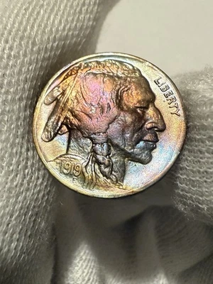 1919 Buffalo Nickel, Gem BU++ High Grade Toned Nice Color WOW - Image 1 of 2