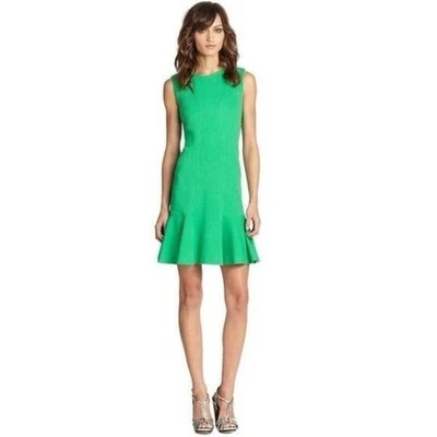 Vestido Diane Von Furstenberg verde ajustado con volantes dobladillo talla 2 Foto 1 de 4