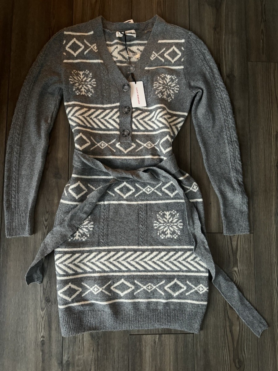 Vestido Lucky Brand Mock Neck Sueter Mujer Grises Oscuro En