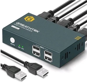 Greathtek HDMI KVM Switch  2 Port  2-in  1-out Ultra HD 4K@60Hz inkl. Kabel - Bild 1 von 10