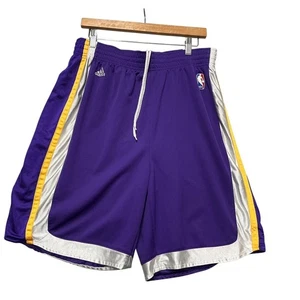 Adidas Lakers NBA Basketball Shorts Purple Gold Mens Athletic Size XL - Picture 1 of 12